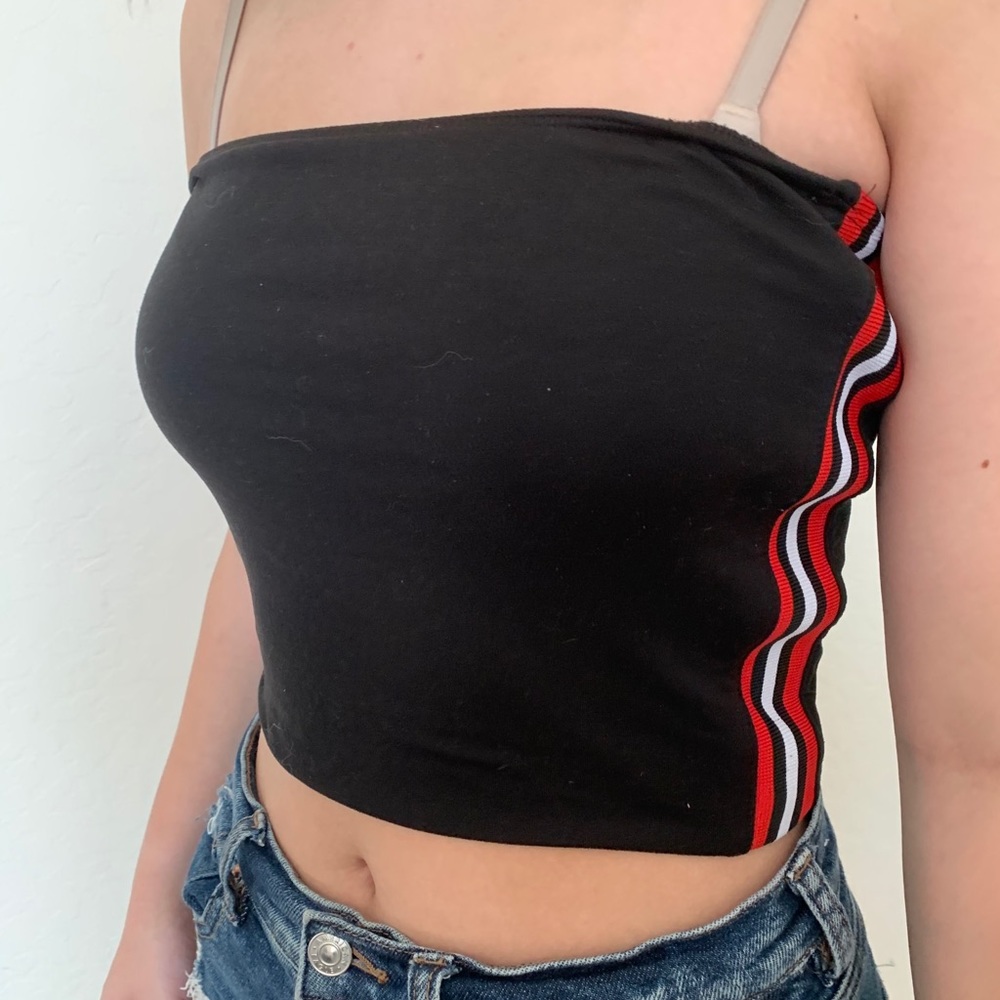 black tube top red and white stripes